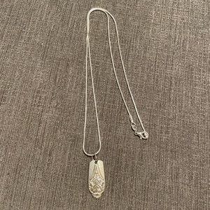 Handmade vintage silver plate spoon ring necklace